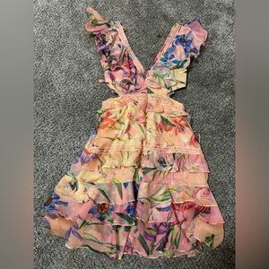 PatBO Floral cutout Ruffle Dress